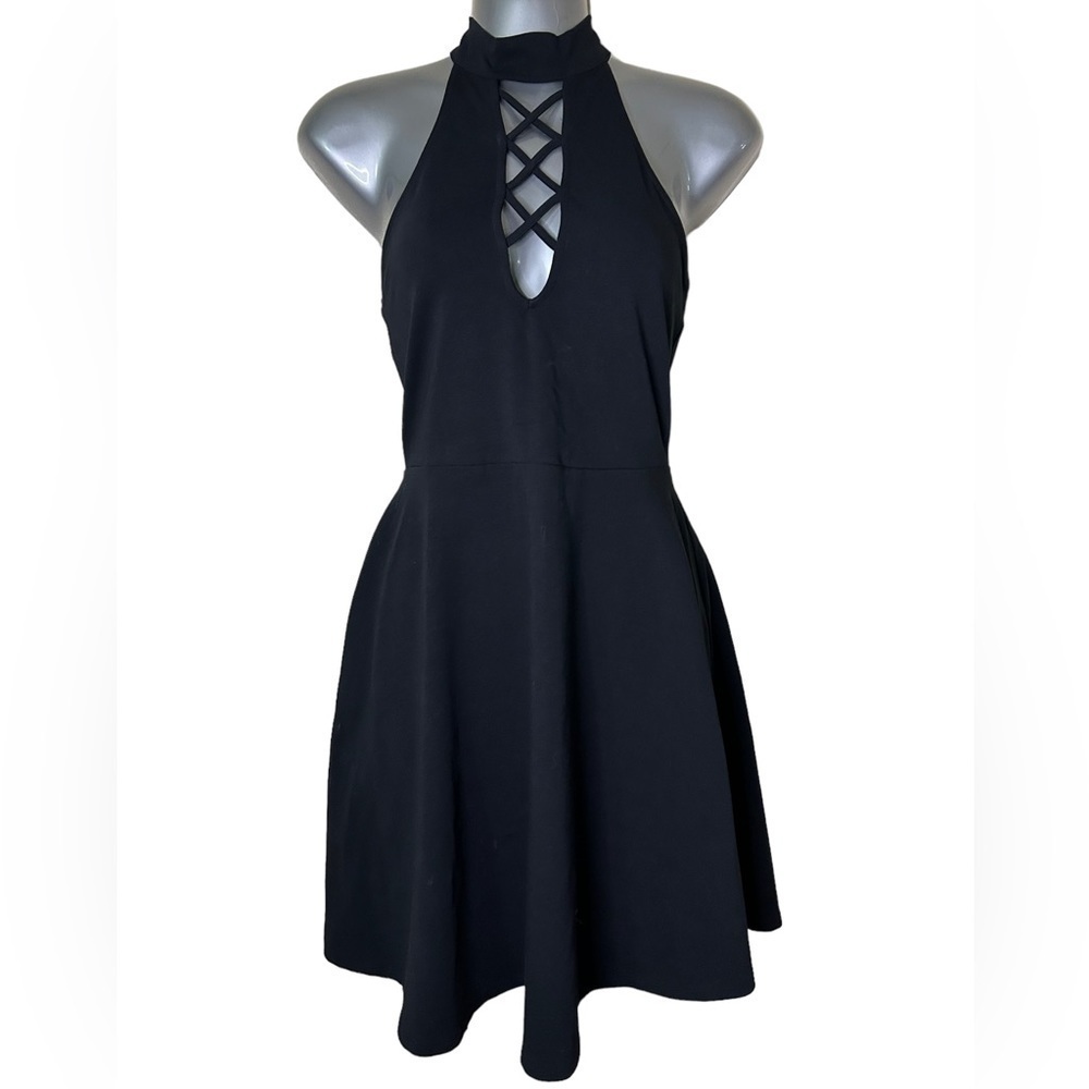 Express Open Back Skater Halter Dress • NWT • Size: XS